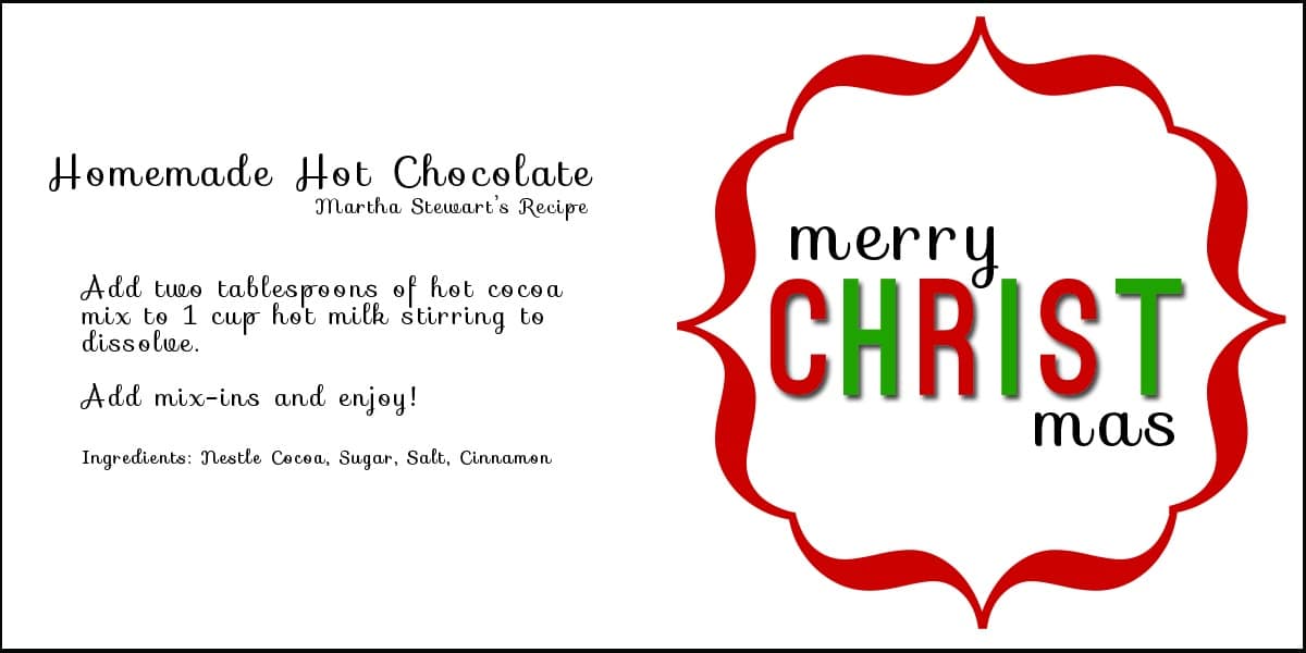 Christmas Cocoa Gift Tag & Recipe Card