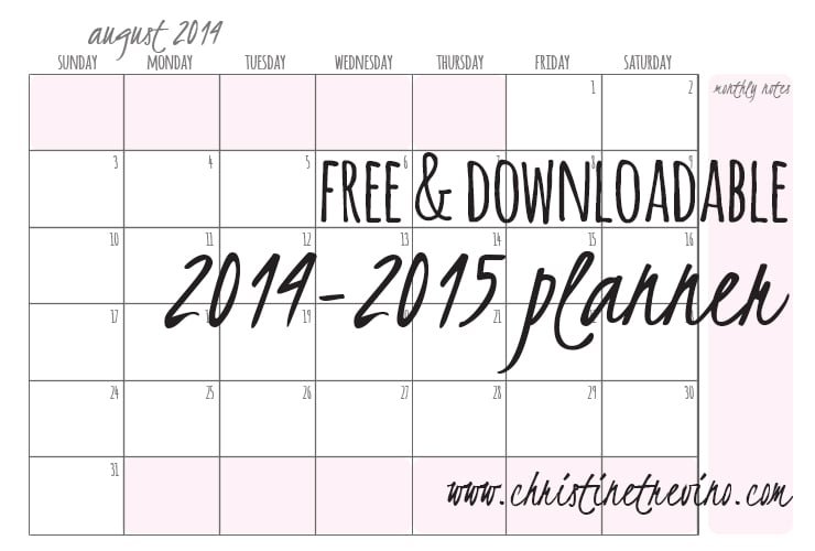 FREE Downloadable 2014-2015 Planner