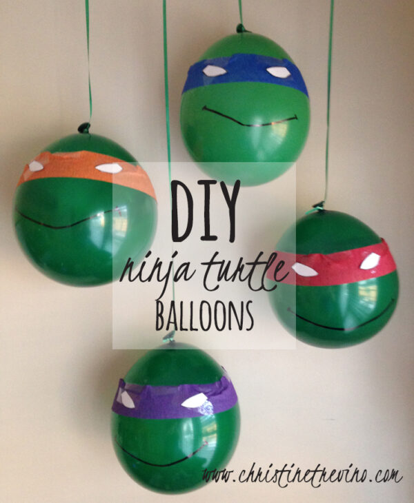 DIY Ninja Turtle Balloons [with FREE eye printables] - Christine Trevino