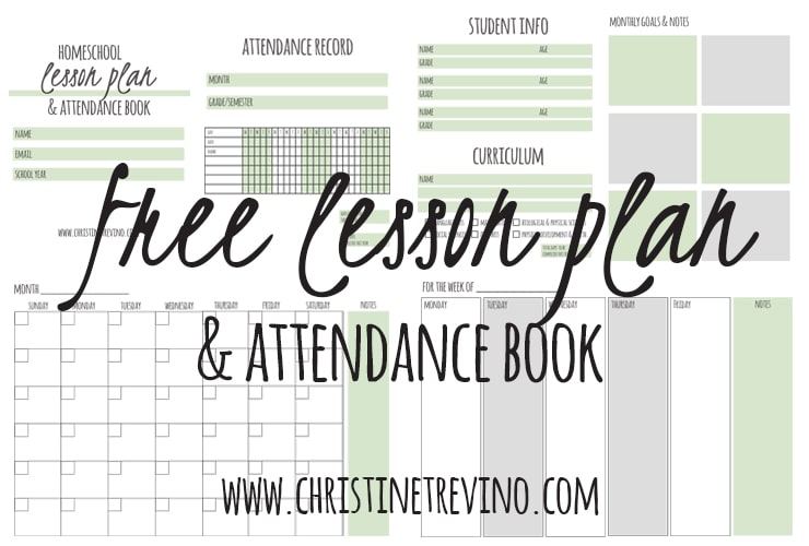 FREE Homeschool Lesson Plan & Attendance Book