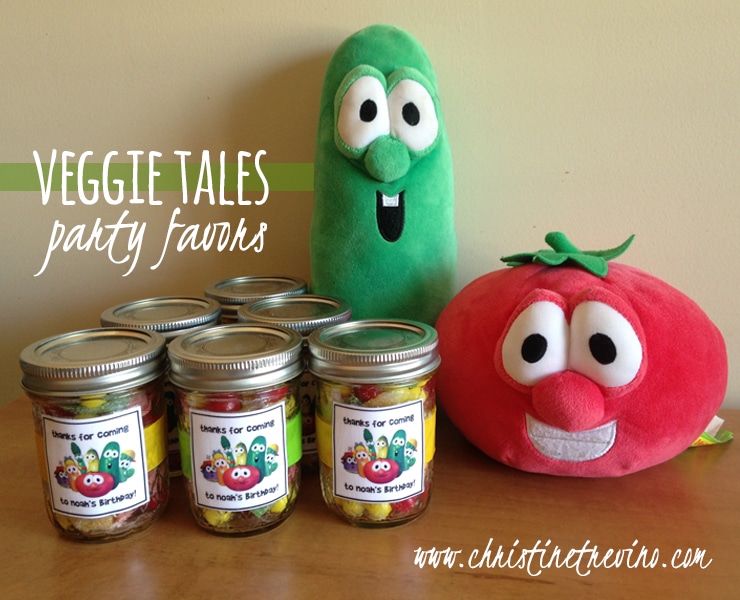 Veggie Tales Party Favors | Candy Filled Mason Jars
